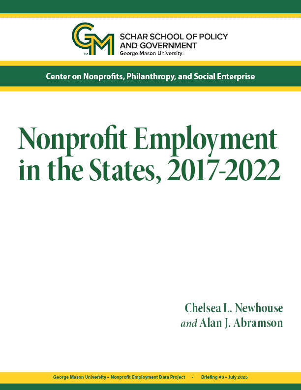 Cover of the Nonprofit Employment in the States, 2017-2022 report